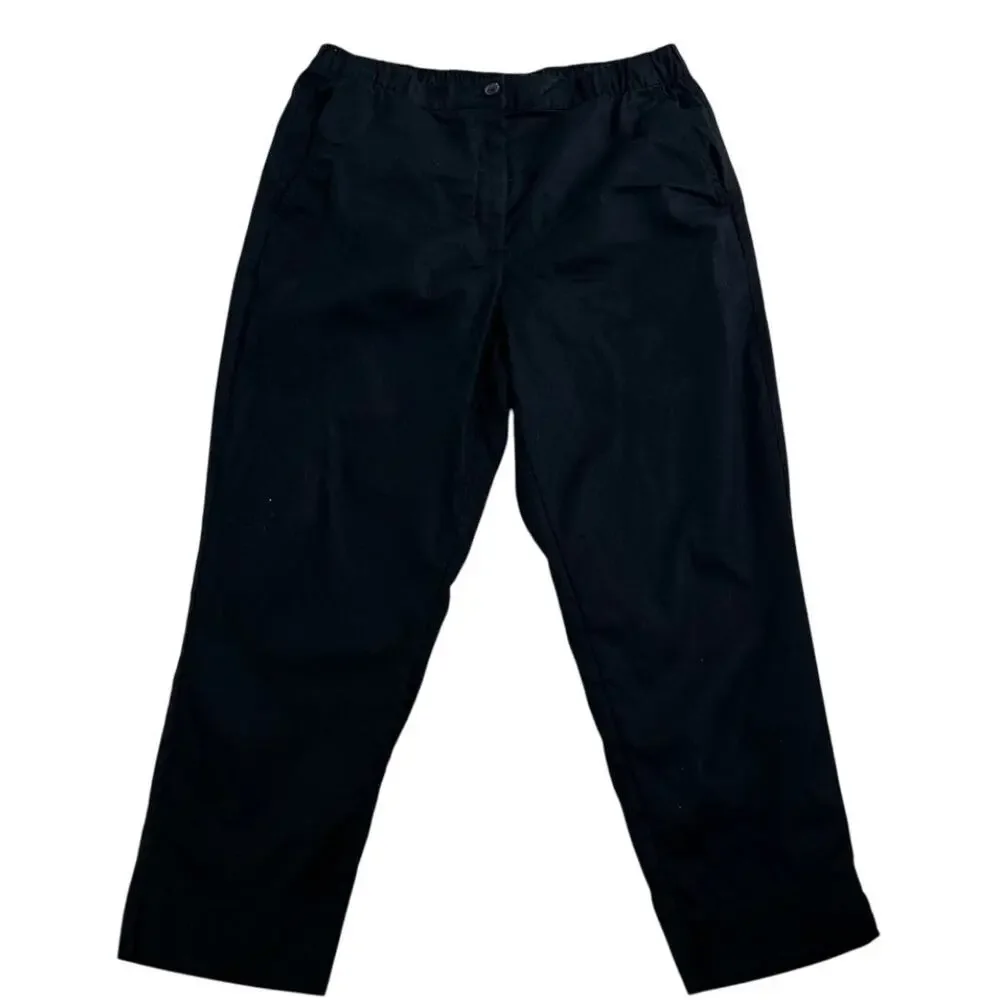 Banana Republic Linen Blend Pants Womens L Black High Rise Tapered Career